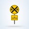 Yellow Rail Sign - Railroad warning. Simple vector modern icon design illustration