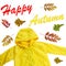 Yellow raincoat on white background isolated. Happy funny kids outwear autumn style clothes. Happy rainy day concept