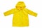 Yellow raincoat on white background isolated. Happy funny kids outwear autumn style clothes. Happy rainy day concept