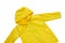 Yellow raincoat on white background isolated. Happy funny kids outwear autumn style clothes. Happy rainy day concept