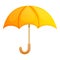 Yellow rainy umbrella icon, cartoon style