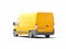 Yellow realistic blank truck on white background. 3d rendering.