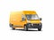 Yellow realistic blank truck on white background. 3d rendering.