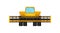 Yellow reaping machine or combine harvester. Farm equipment. Professional agricultural machinery. Flat vector icon