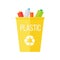 Yellow Recycle Garbage Bin with Plastic