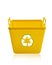 Yellow recycling bin