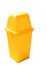 Yellow recycling bin isolated clipping path.