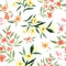 Yellow and red flowers, tiny floral seamless
