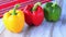 Yellow, red and green capsicum