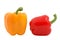 Yellow and red ripe peppers - isolated