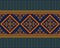 Yellow Red Symmetry Geometric Native or Tribe Seamless Pattern on Blue Background