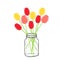Yellow and red tulip in jar. Art spring flowers design element object iolated