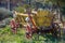 Yellow and red vintage cart wagon