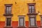 Yellow Red Wall Brown Windows San Miguel Allende Mexico