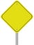 Yellow reflective caution road sign isolated on a white backgrou