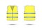 Yellow reflective safety vest isolated on white background. Vector front and back yellow vest.