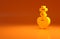 Yellow Religious cross in the heart inside icon isolated on orange background. Love of God, Catholic and Christian