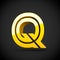 Yellow retro letter Q uppercase isolated on black background