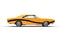 Yellow retro muscle car with black stripe
