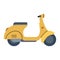 Yellow retro scooter. Transport for fast delivery. Flat style. Vector illustration on white isolated background.