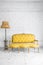 Yellow Retro sofa with lamp