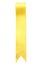 Yellow ribbon bookmark on white background