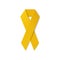 Yellow ribbon on white background.