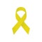 Yellow ribbon on a white background. Symbolic suicide prevention.