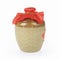 Yellow rice wine jar on a white background