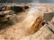 The Yellow River Hukou Waterfall Scenic Area, Hukou Waterfall, known as the `Yellow River Wonders`, is the only yellow waterfall o