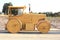 Yellow road roller machine