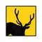 Yellow road sign: Deer Crossing Zone. Drive slowly for beware of Wild animal movement Animal crossing sign.