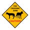 Yellow road sign: Fox Crossing Zone. Drive slowly for beware of Wild animal movement Animal crossing sign.