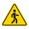 Yellow road sign, pedestrian silhouette Fitness trackers vector icon flat isolated.