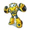 Yellow robot - beetle - robot cartoon
