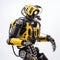 Yellow Robot At Futurist Exhibition: Realistic Hyper-detailed Rendering
