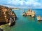 Yellow rocky coast (Lagos, Algarve, Portugal).