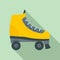 Yellow roller skates icon, flat style