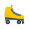 Yellow roller skates icon, flat style