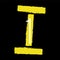 Yellow Roman numeral 1 on black background. Old roman antique alphabet number and font roman alphabet.