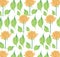 Yellow roses and leaves seamless toss wallpaper background