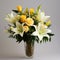 Yellow Roses And Lilies In A Soft Focal Point Vase