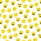 Yellow round smile emoji seamless pattern. Emoticon icon flat style vector.