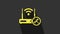 Yellow Router wi-fi with screwdriver and wrench icon isolated on grey background. Adjusting, service, setting