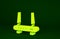 Yellow Router and wi-fi signal icon isolated on green background. Wireless ethernet modem router. Computer technology