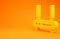 Yellow Router and wi-fi signal icon isolated on orange background. Wireless ethernet modem router. Computer technology