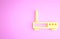 Yellow Router and wi-fi signal icon isolated on pink background. Wireless ethernet modem router. Computer technology