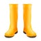 Yellow rubber boots isolated on white background. Worker boots.