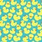 Yellow rubber duck and bubbles seamless kid\'s pattern