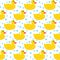 Yellow rubber ducks and blue bubbles pattern